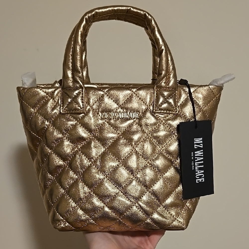 MZ Wallace Metallic Gold Quilted Mini Bag